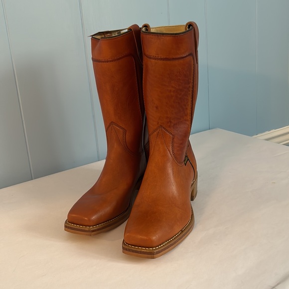 Wrangler 5574 Vintage Leather Roper Square Toe western cowboy boots size 10 - Picture 3 of 6